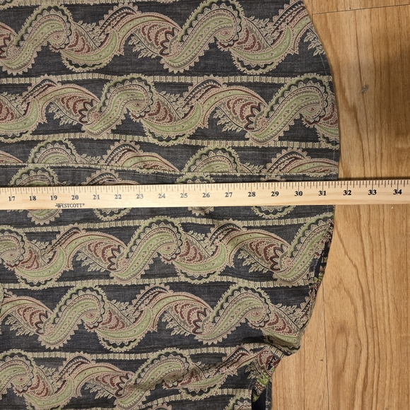 Men's Calvin Klein Shirt Large Green Long Sleeve Paisley Button Up Casual - Picture 13 of 14